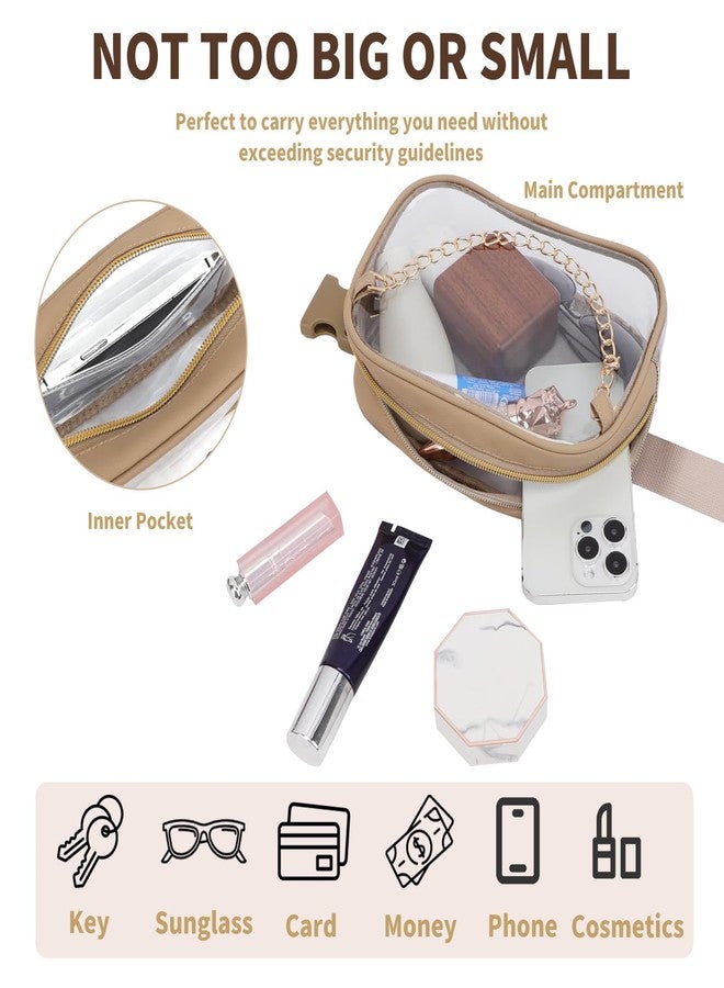 Merleu Clear Fanny Pack with Metal Chain Design, Quailty Clear Bag for Stadium Events, Crossbody Bag Waist Bag，with Wide Adjustable Strap Transparent Waist Bag for Sports Events,Concert bag (White) - Image 3